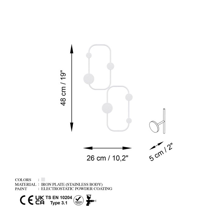 Wallity Ladybug-B Gancho de pared metálico blanco